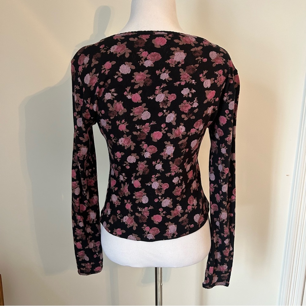 Rouje Jen Black and Pink Floral Top Size 38. - Picture 3 of 5